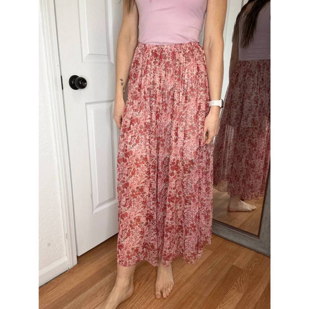 NEW ANNIEWEAR marcie floral midi skirt in pink